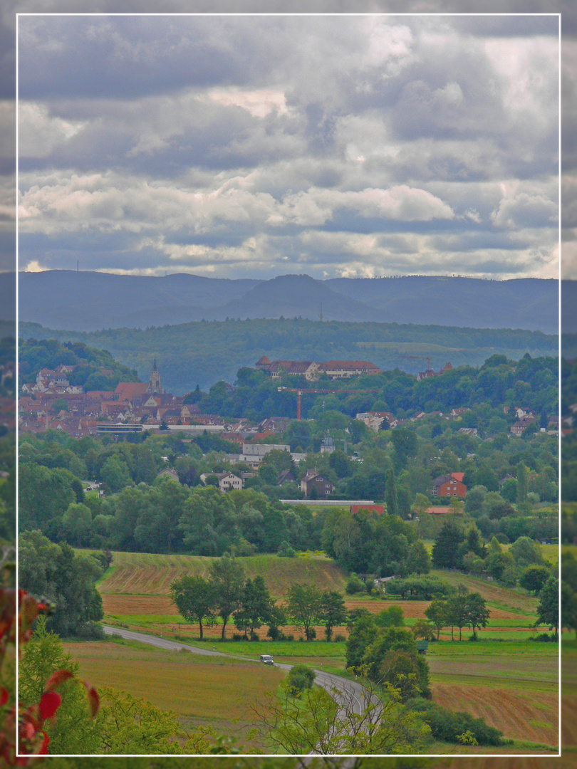 Wolken über Hohentübingen, Achalm und der Schwäbischen Alb