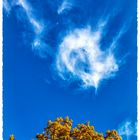 Wolkenafghane über Herbstlaub