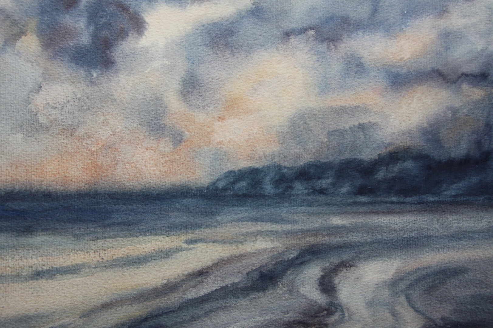 Wolkenhimmel an der Ostsee, Aquarell,40x50 cm