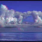  Wolkenloch und spiegelglattes Meer (3D-Anaglyphe)