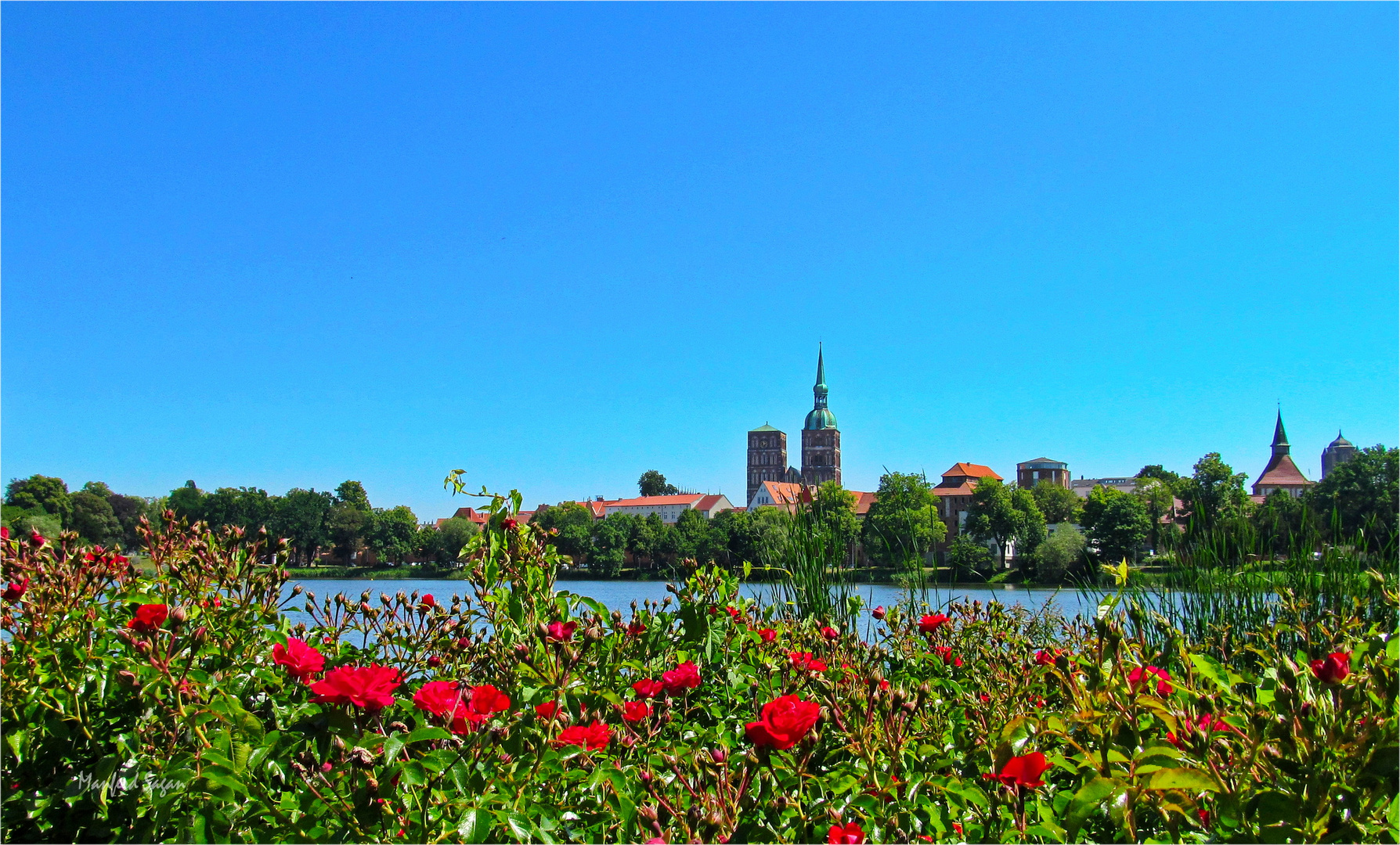 Wolkenloser Himmel über der Hanstadt Stralsund - die Perle Vorpommerns...