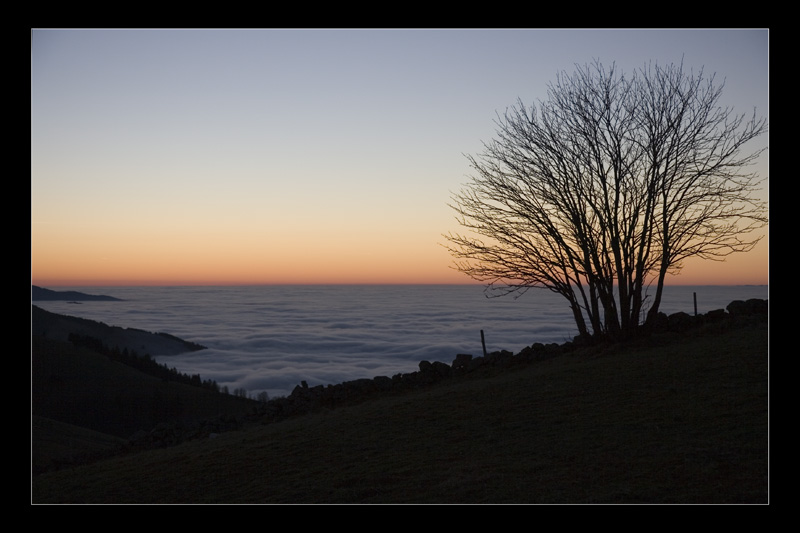 wolkenmeer nach sonnenuntergang