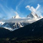 Wolkenspiel an der 3145 m hohen Dreischusterspitze in der Abendsonne.