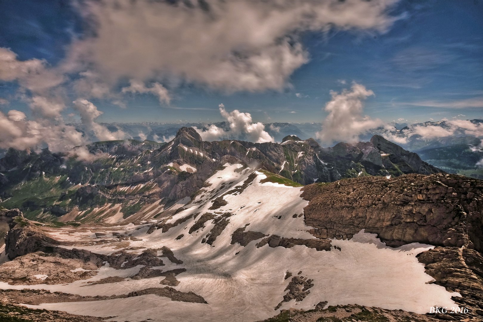 Wolkenspiel auf dem Säntis im Sommer 2016