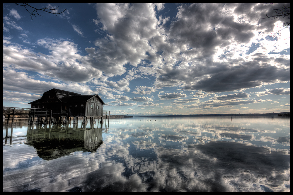 Wolkenstimmung am Ammersee, extrem-HDR