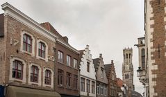 Wollestraat with Belfry of Bruges - 01