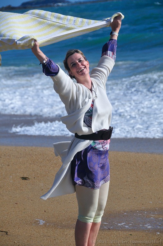 Woman at the beach of the Atlantic cost in France