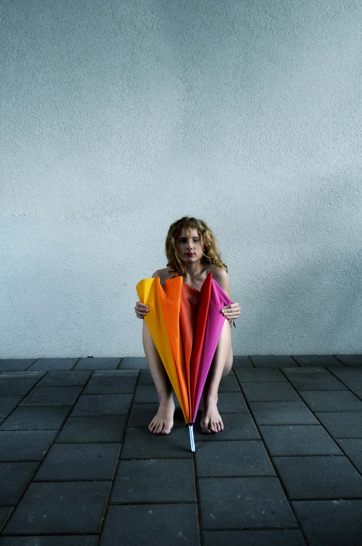 woman behind an umbrella