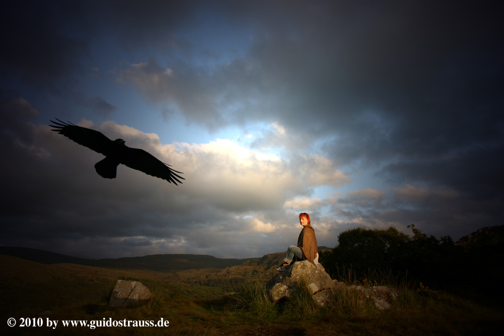 Woman from Ireland and the Raven