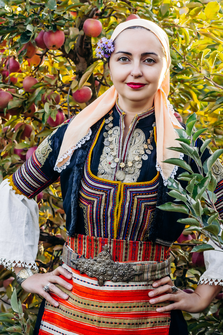 Woman in Bulgarian Folk Costume from Kuystendil
