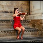 Woman in red solo