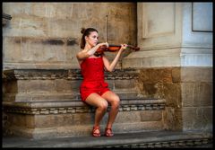 Woman in red solo