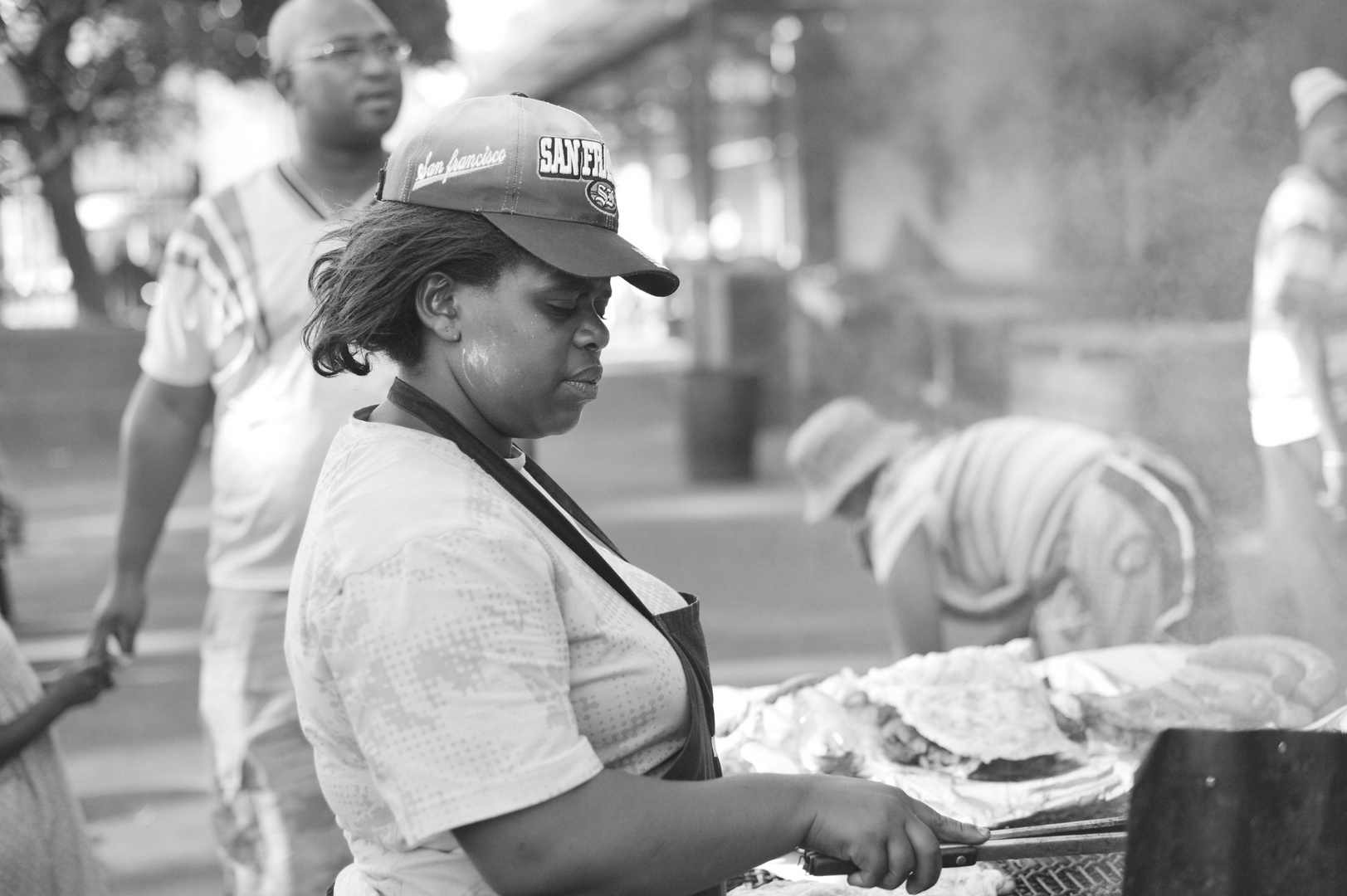 woman making a brai