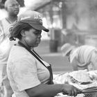 woman making a brai