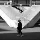 Woman with folding chair