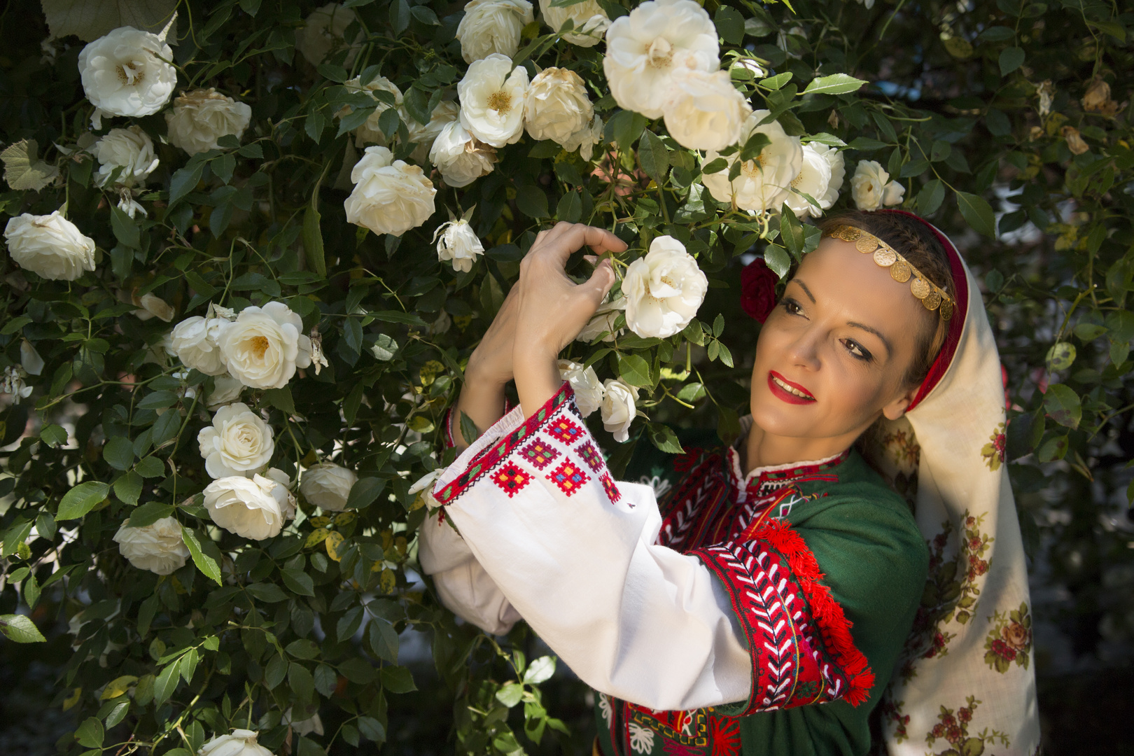 Woman with roses