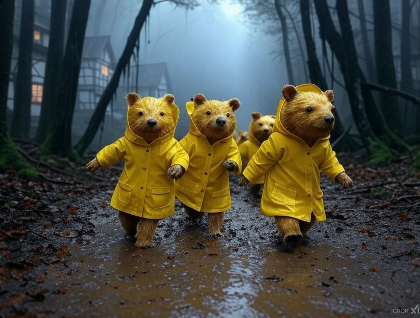 Wombats im Regen