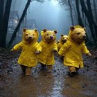 Wombats im Regen