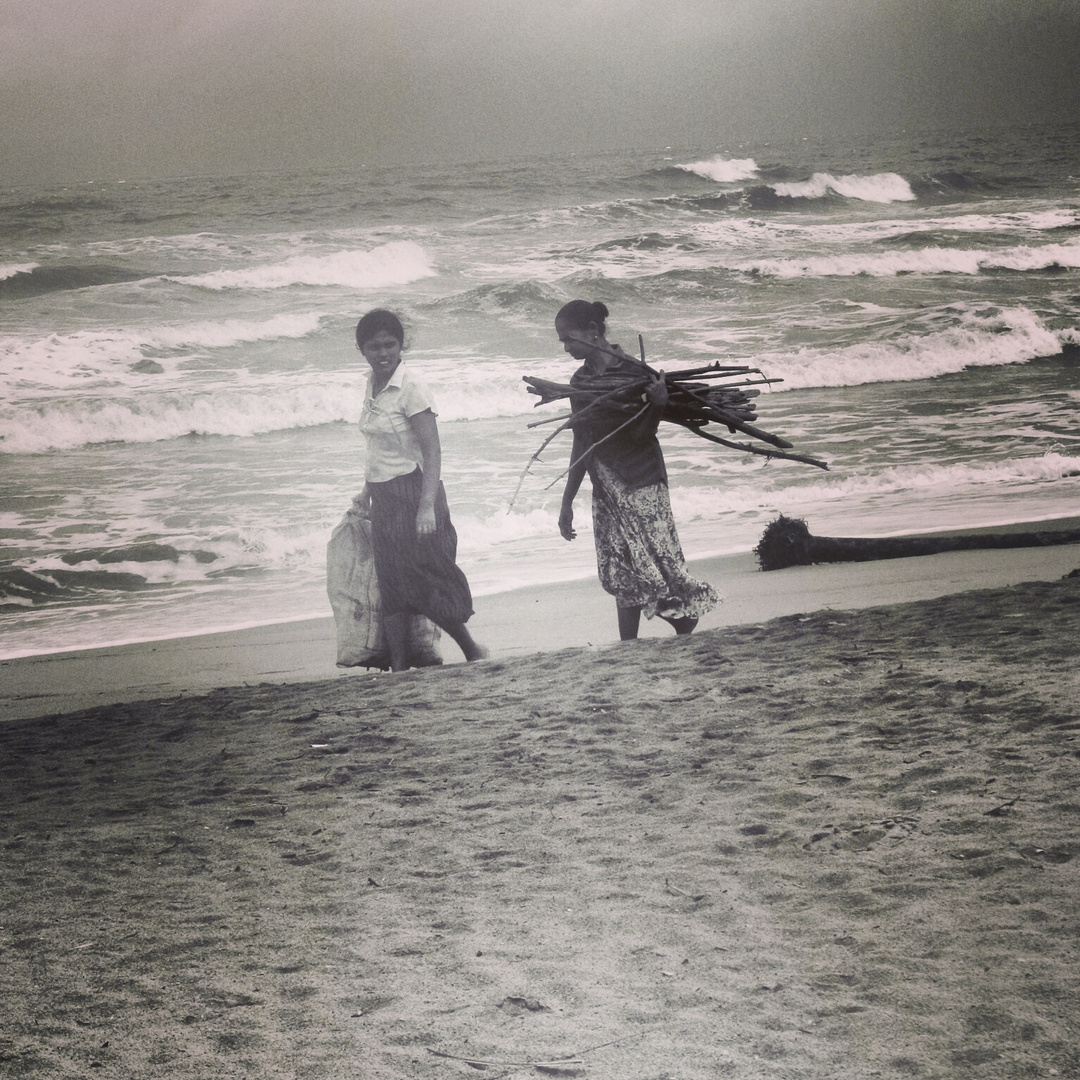 Women walking at the beach
