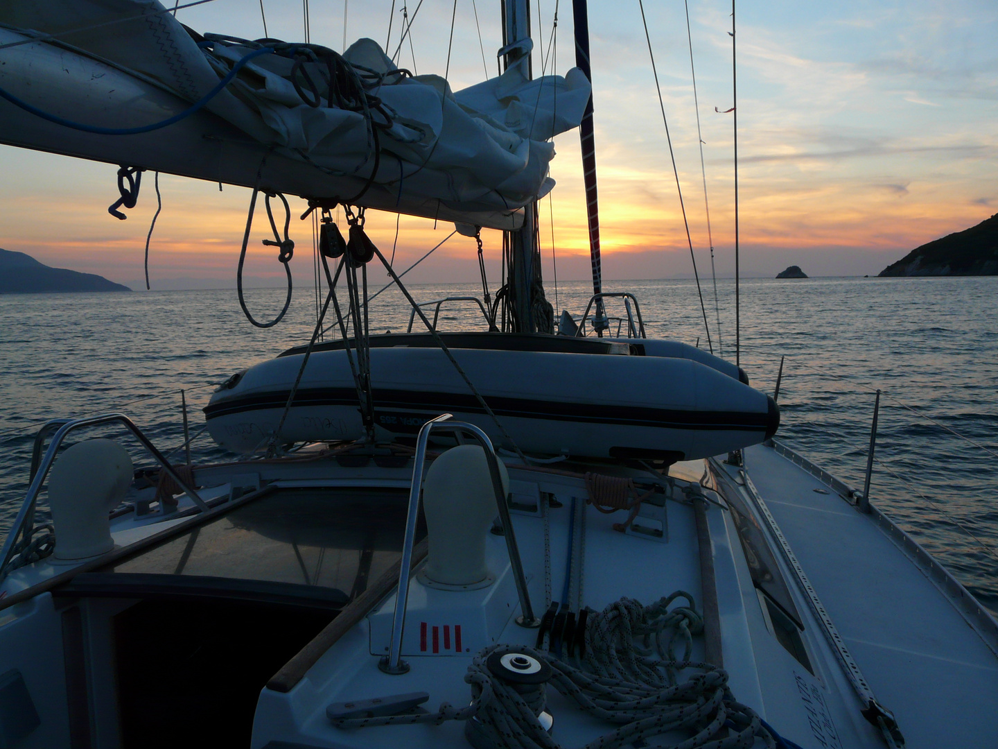 wonderful sunset from boat view