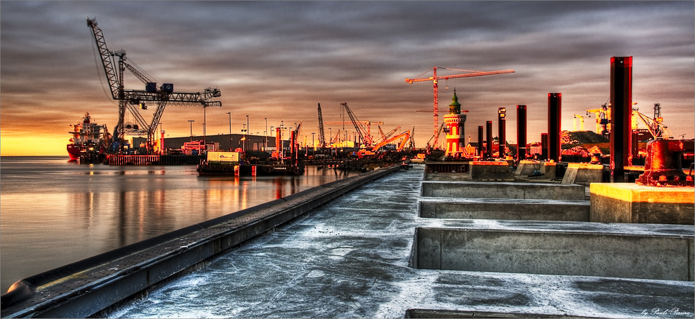 working area in the evening