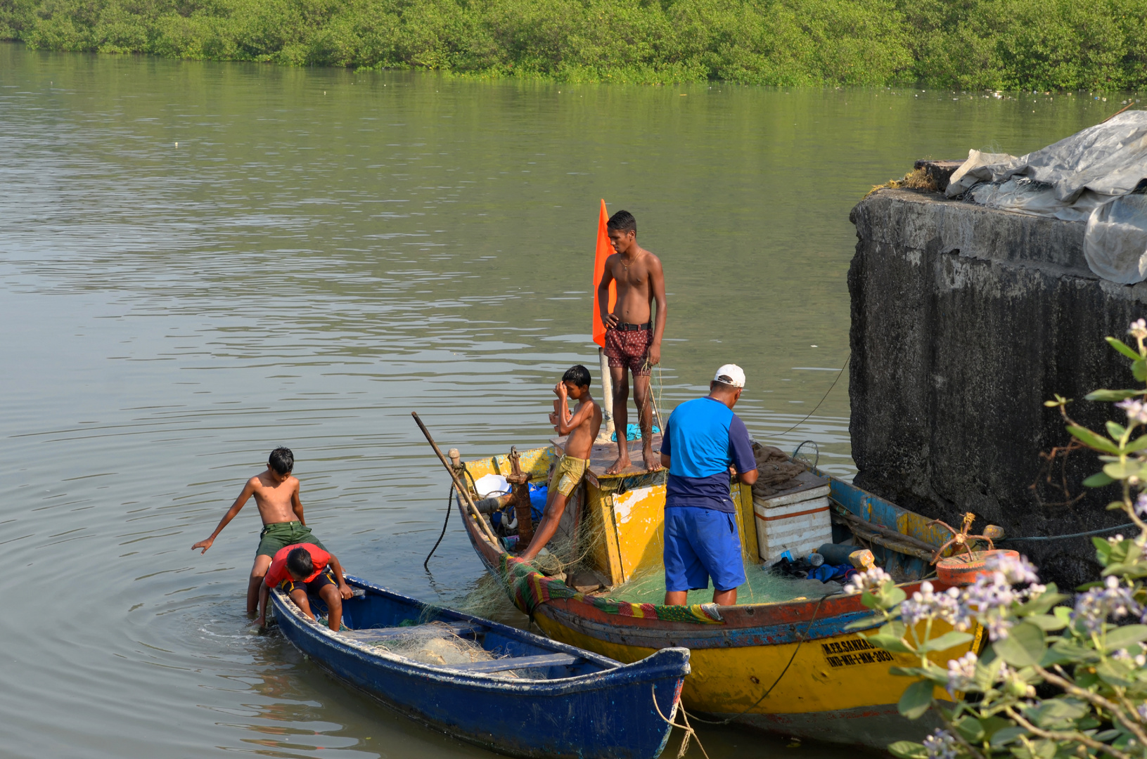 Working & Fishing Boys