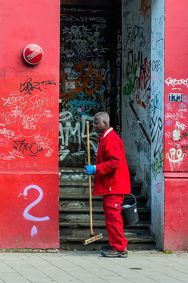 working in red