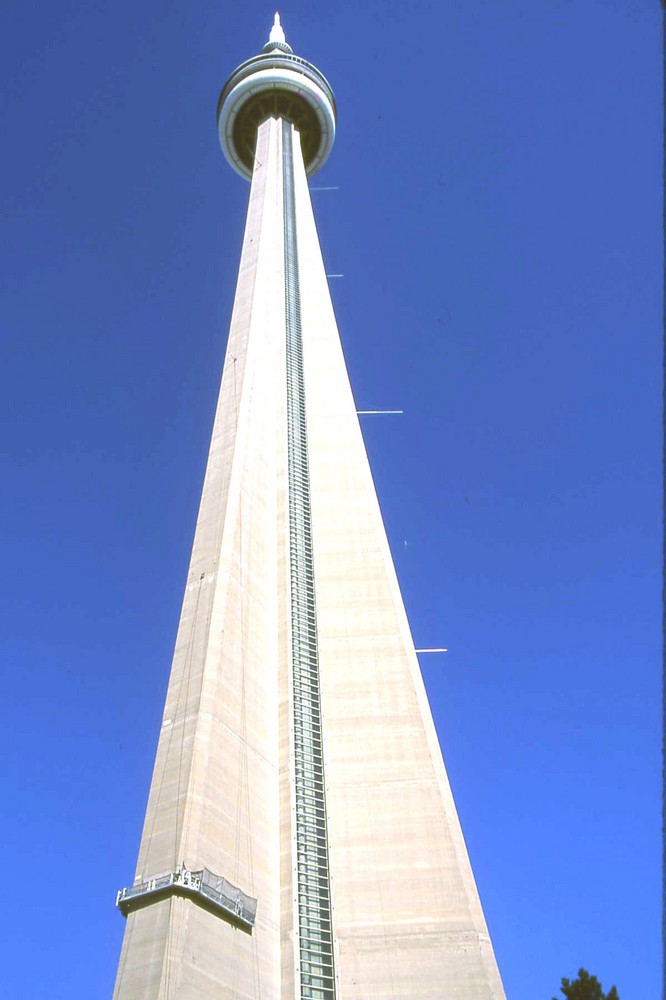 Worms Eye View of The CNN Tower-in Toronto