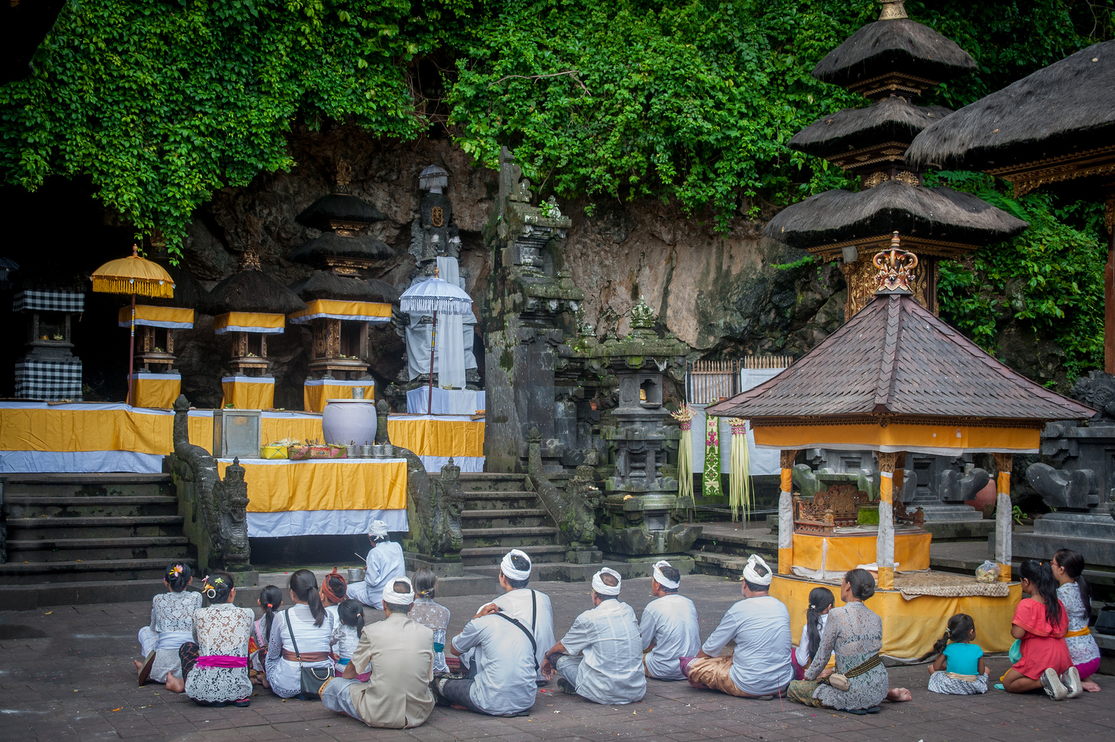 Worshippers in Pura Goa Lawah