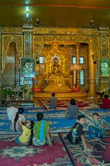 Worshippers inside Botataung Pagoda