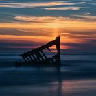 Wreck in sunset