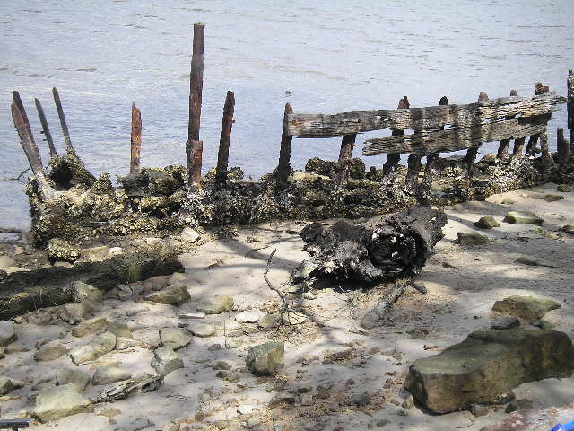 Wrecked cane barge