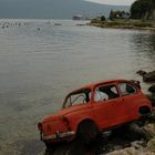 wrecked car at the shore near Bar / Montenegro