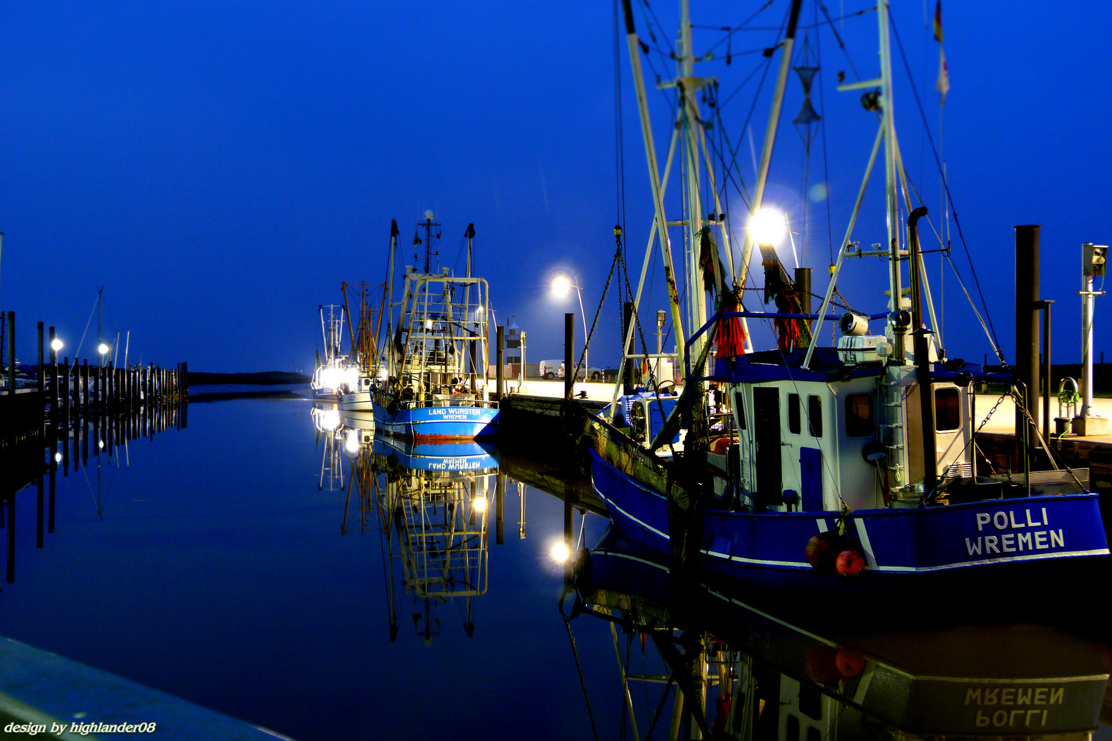 Wremen - Krabbenhafen bei Nacht