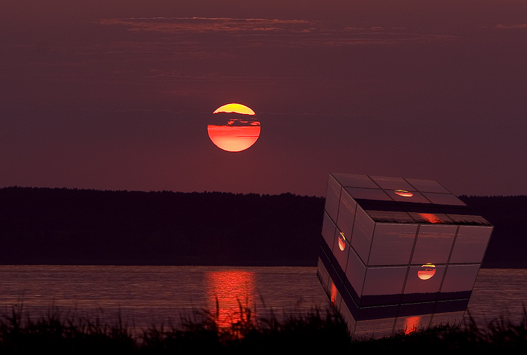 Würfeliger Sonnenuntergang