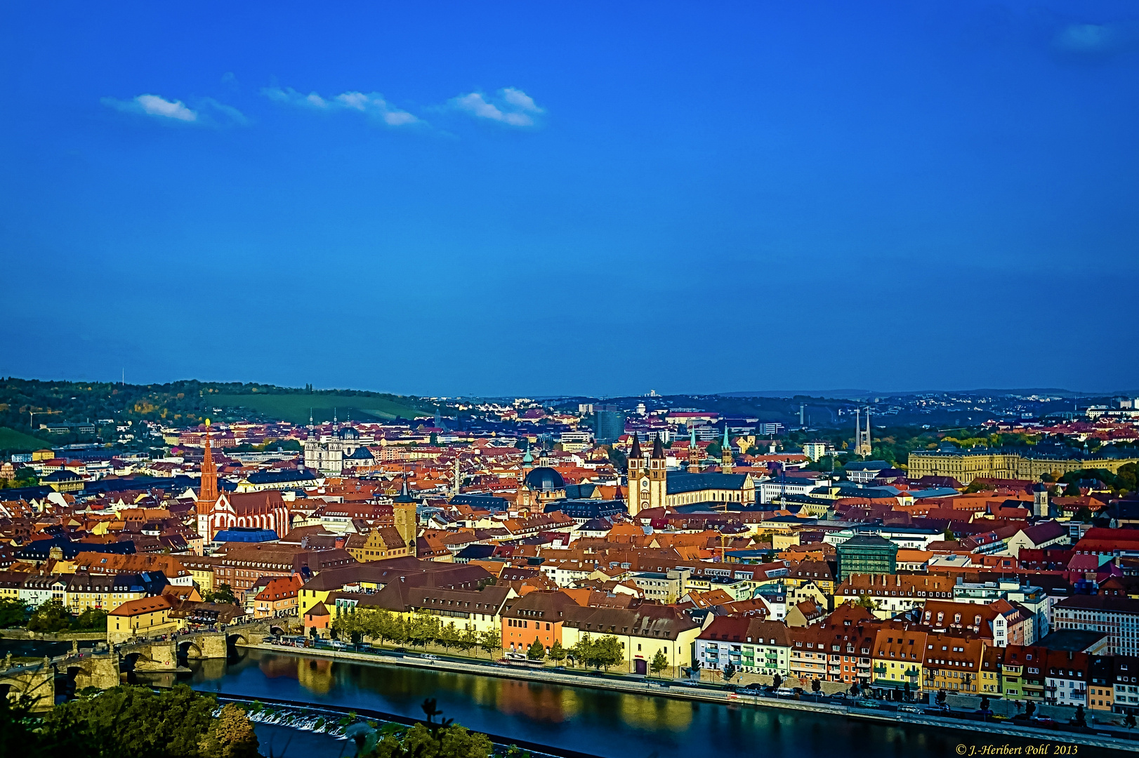 Würzburg, Blick von der Marienfestung auf die Stadt