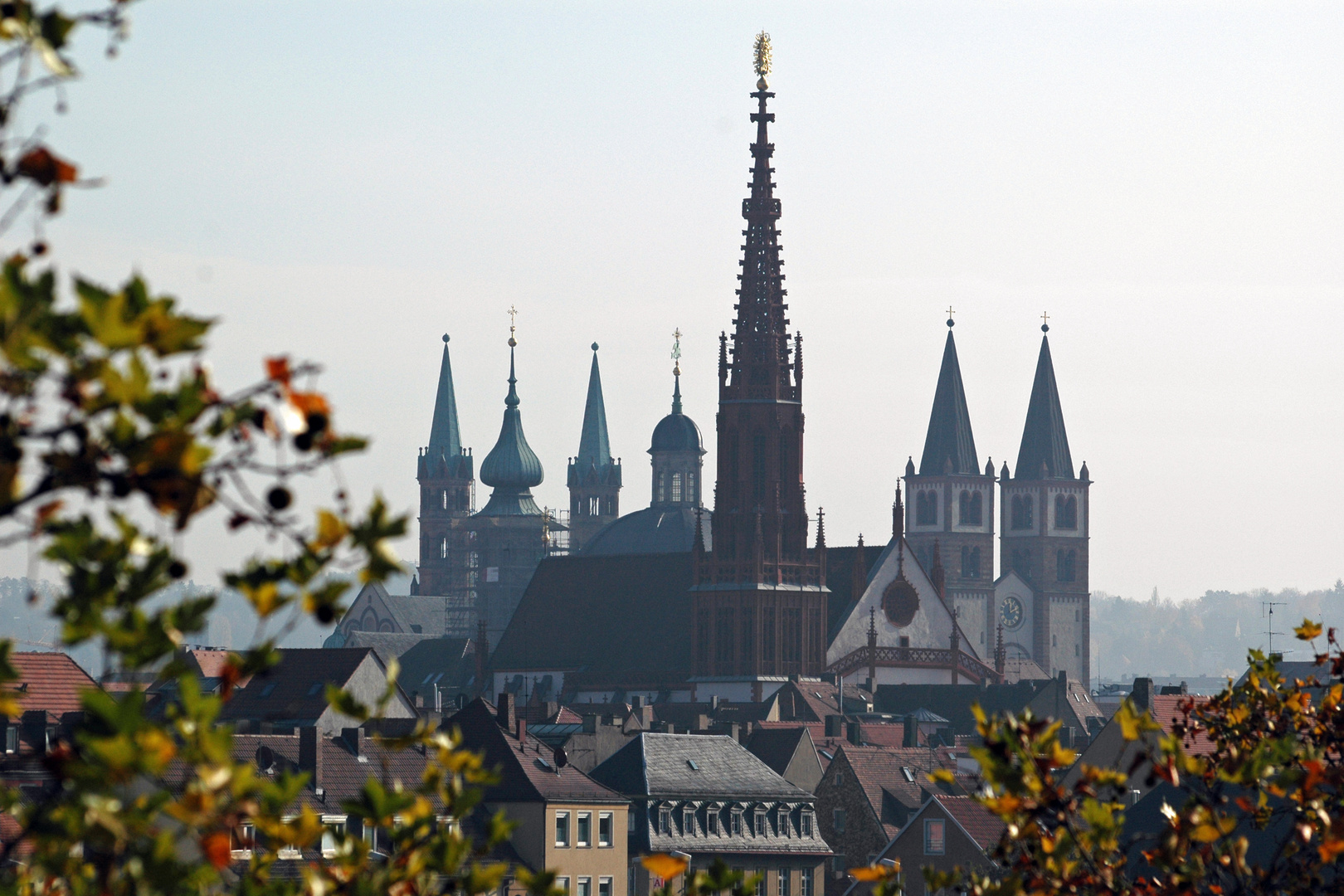 Würzburgs Kirchenlandschaft im Herbst