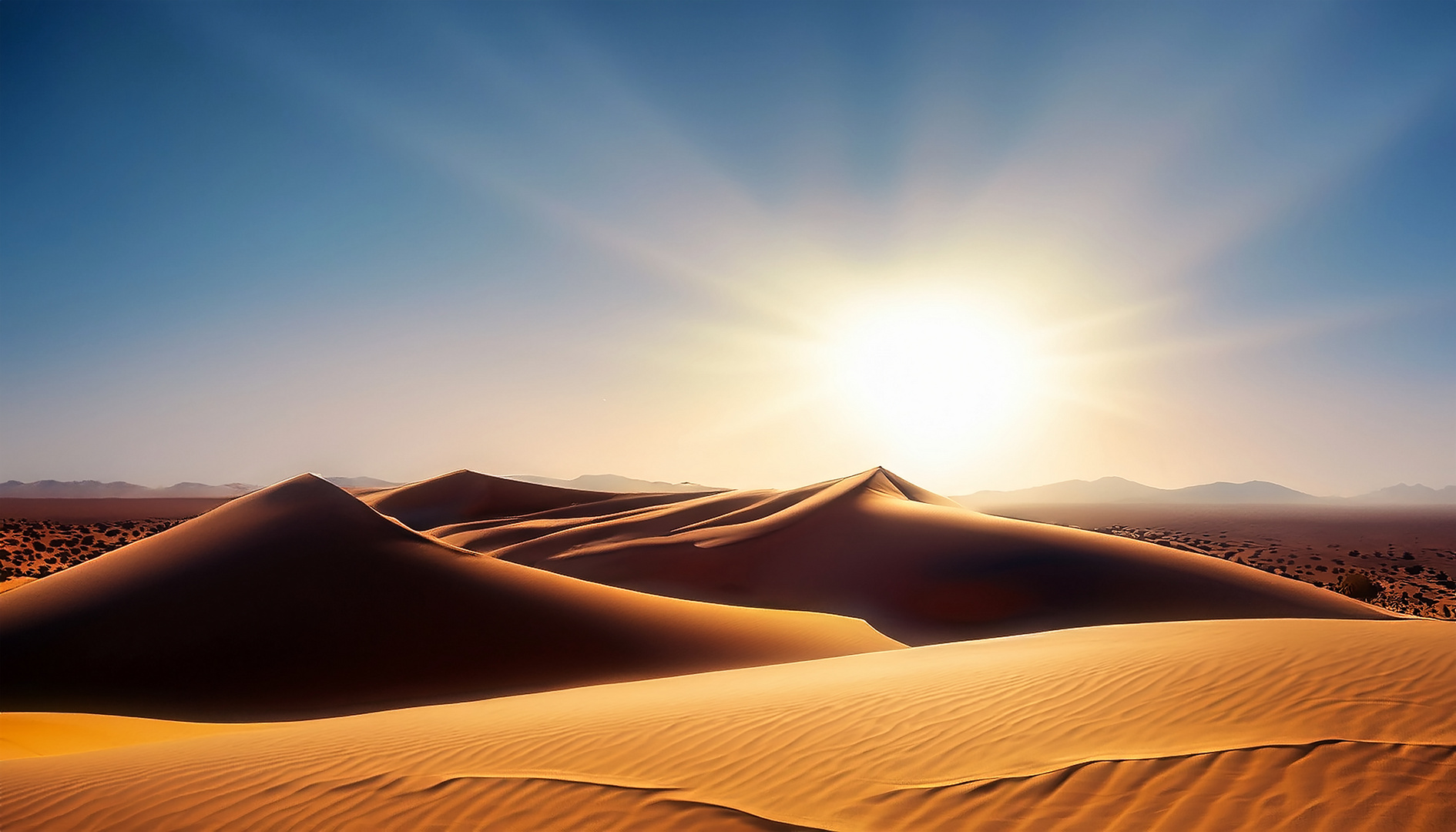 Wüstelandschaft im Sonnenuntergang - KI