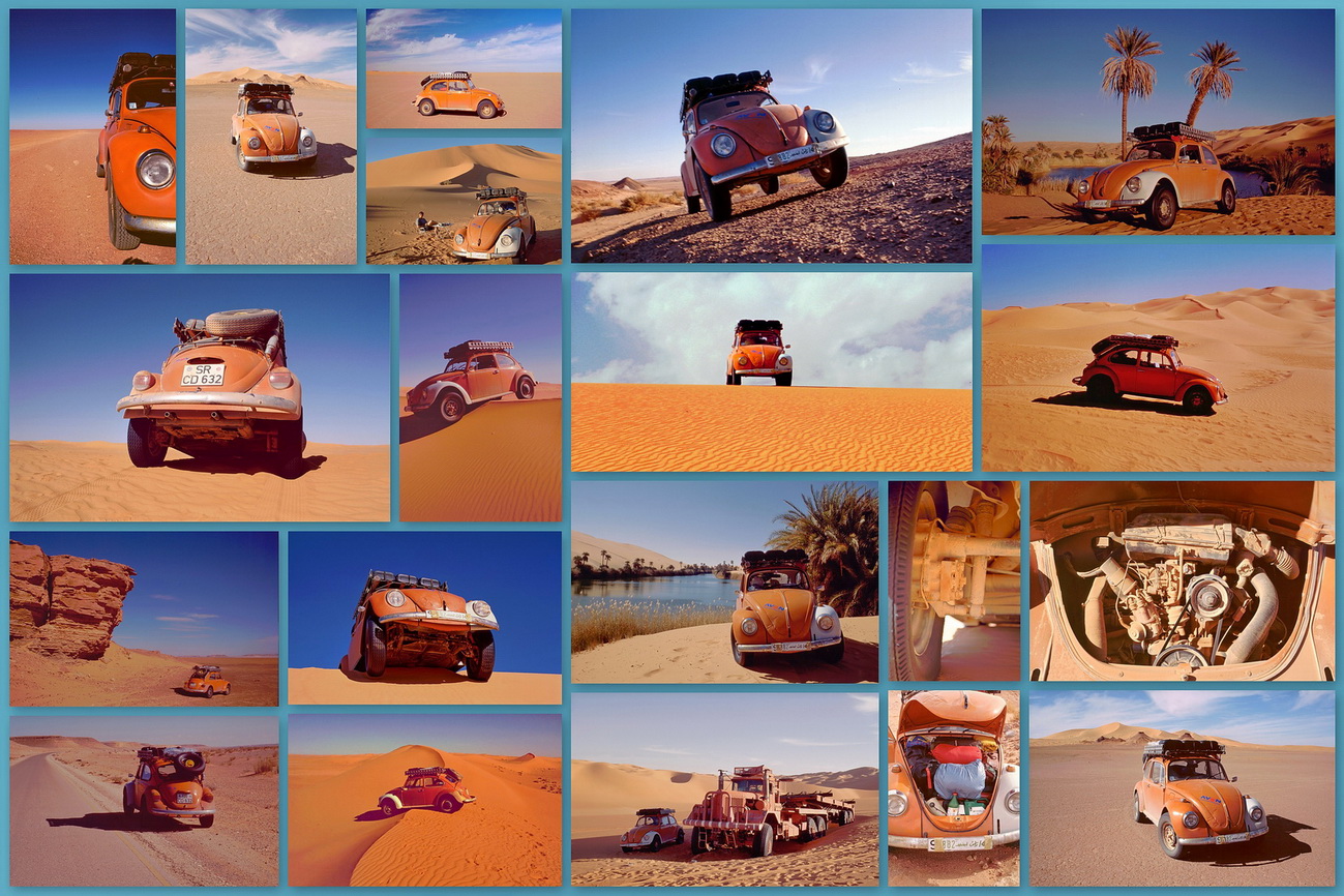 Wüstenkäfer- Collage - Mit einem VW-Käfer durch die Libysche Sahara/ Erg Ubari