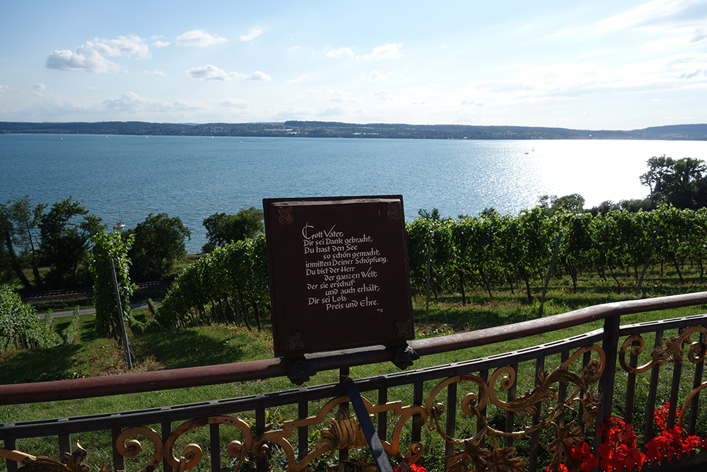 Wunderschöner Bodensee , Tafel bei der Wallfahrtskirche Birnau