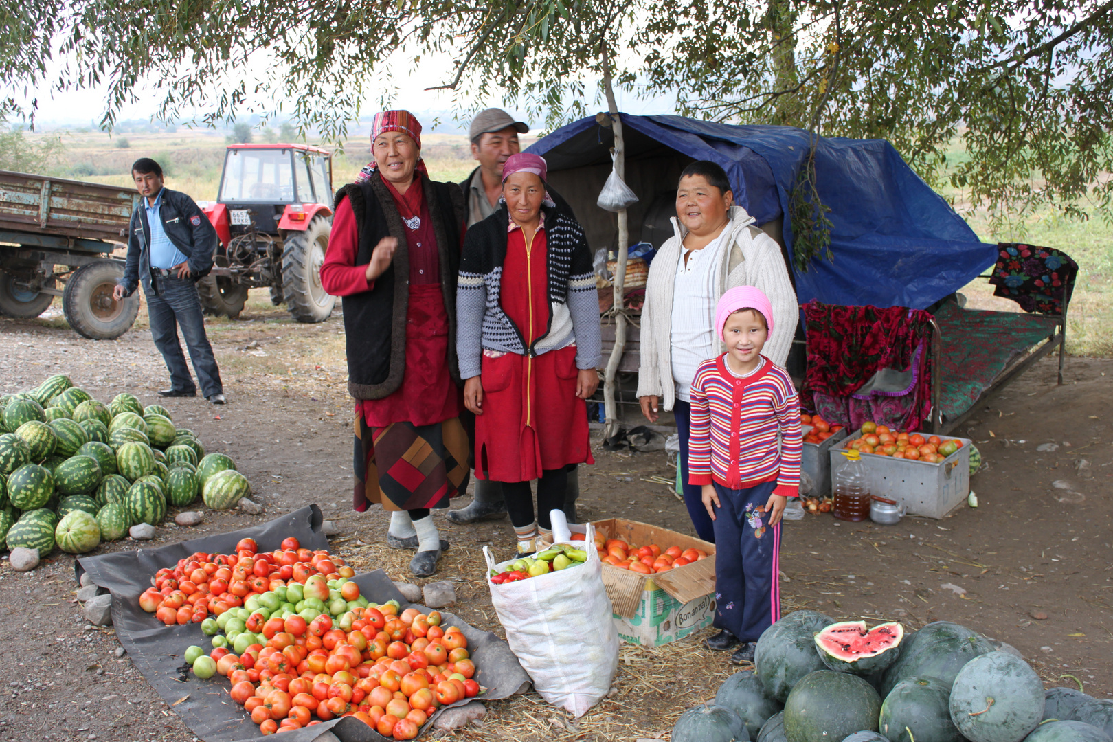 Wunderschönes Kirgisistan- Melonenverkauf bei Tash-Kömür