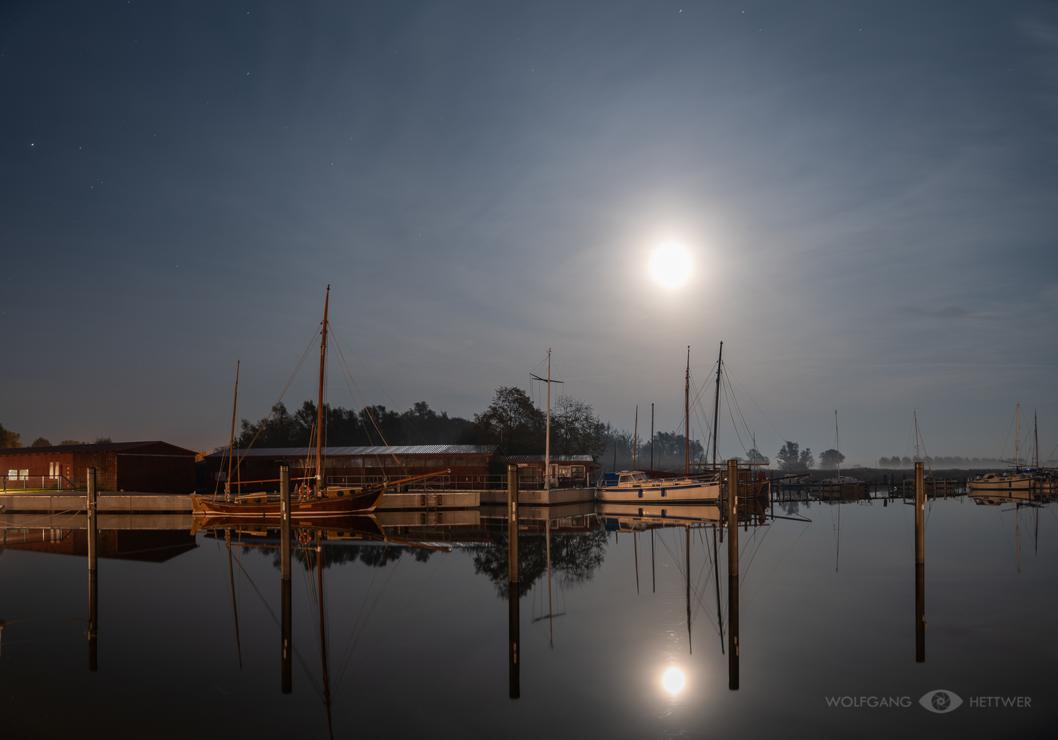 Wustrow / Fischland - Hafen im Mondschein