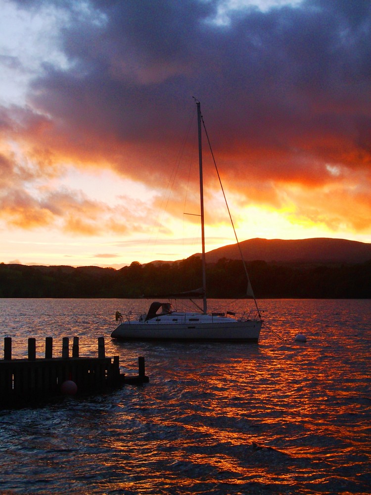 Yacht at sunset