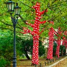 Yayoi Kusama Rot mit weißen Flecken