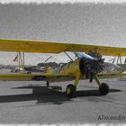 yellow biplane