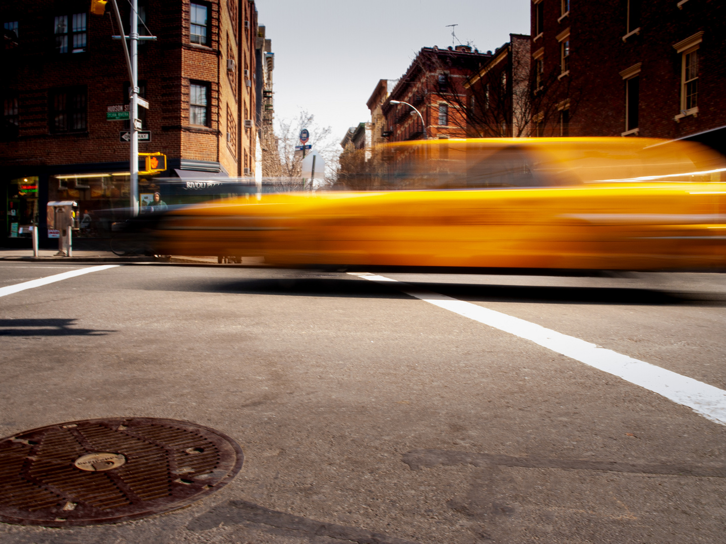 Yellow Cab Taxi in Greenwich Village, New York, USA