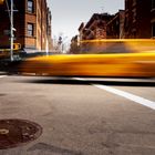 Yellow Cab Taxi in Greenwich Village, New York, USA