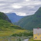 Yellow House in Flåm Mountains.