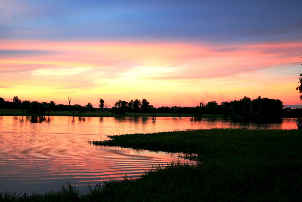 yellow water with red shades