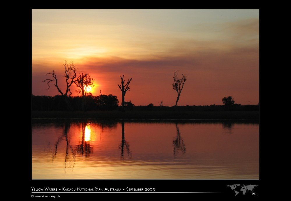 Yellow Waters bei Sonnenuntergang